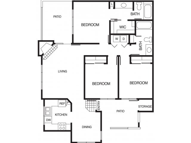 C2 3 Bed 2 Bath Floor Plan C2 3 Bed 2 Bath Floor Plan at Country Brook Apartments, Arizona, 85226